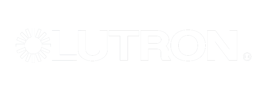 Lutron logo white text